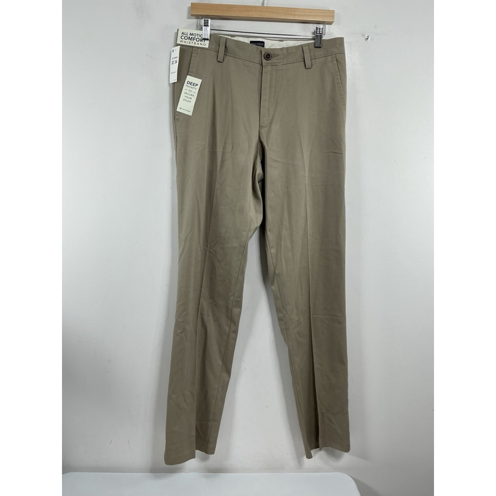 Men’s NWT Dockers Straight Fit Chino Pants 32x34 Tan Flat Front